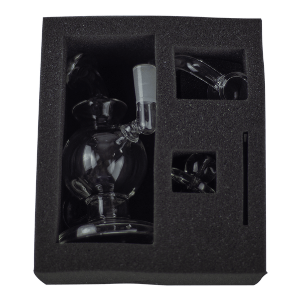 This is the Atlas Mini Rig from MJ Arsenal available at Ritual Colorado. Featuring a 10mm female connection and included quartz banger and carb cap this is the perfect portable dab setup that also rips with a Dynavap.