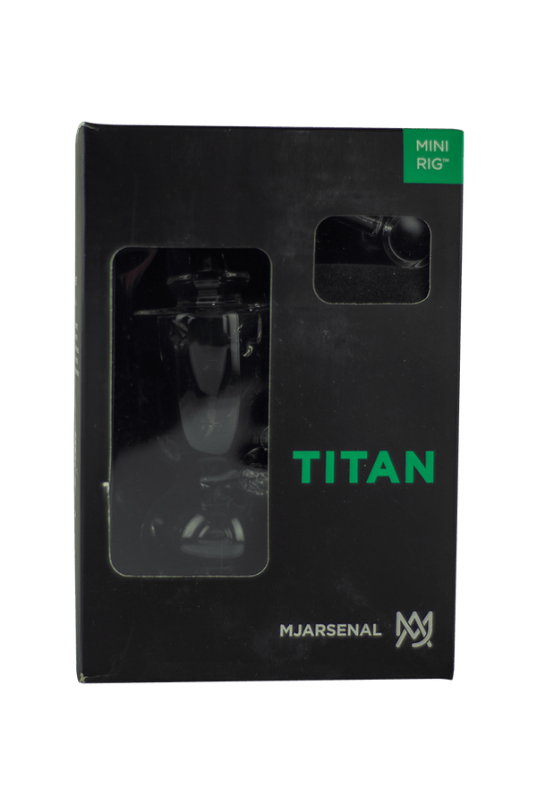 This is the Titan Mini Dab Rig from MJ Arsenal available at Ritual Colorado. Featuring a 10mm female connection and included quartz banger and carb cap this is the perfect portable dab setup that also rips with a Dynavap.