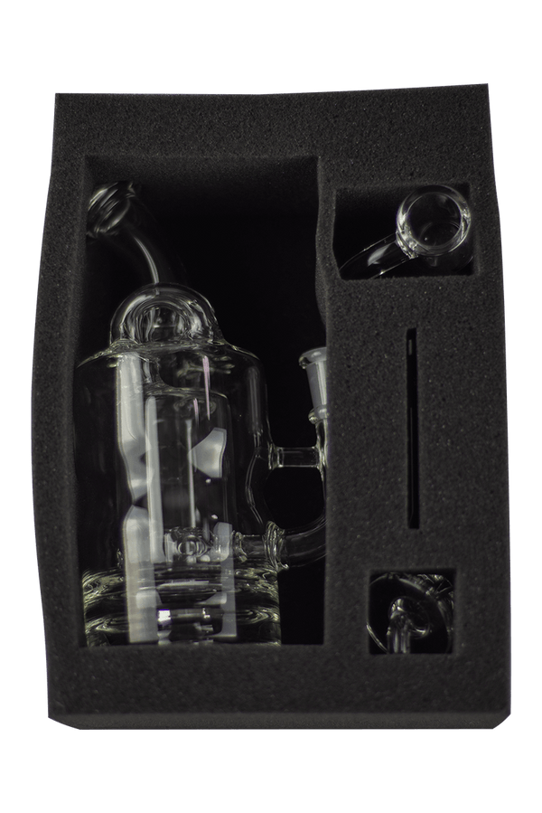 This is the Turbine Mini Rig from MJ Arsenal available at Ritual Colorado. Featuring a 10mm female connection and included quartz banger and carb cap this is the perfect portable dab setup that also rips with a Dynavap.