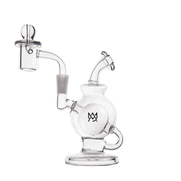 This is the Atlas Mini Rig from MJ Arsenal available at Ritual Colorado. Featuring a 10mm female connection and included quartz banger and carb cap this is the perfect portable dab setup that also rips with a Dynavap.