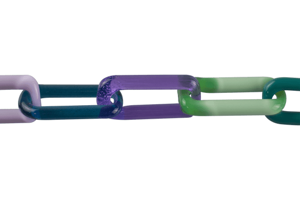 This is the Multi-Color Glass Chain Necklace by Technicolor Tony available at Ritual Colorado. A vibrant handmade glass chain featuring a variety of stunning glass colors.