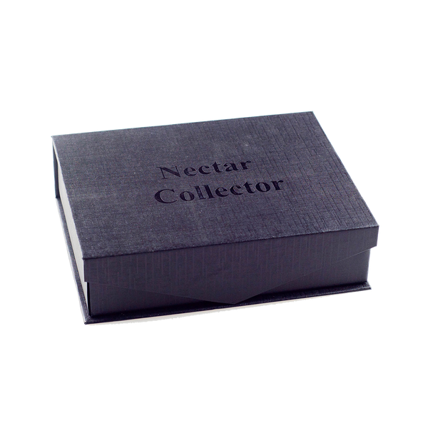 The is the Nectar Collector Kit from Ritual Glass available at Ritual Colorado. It includes a nectar collector body with 5-slit perc, a glass mouthpiece, glass and titanium tips, a 14mm keck clip, and a glass concentrate dish. Coming in a convenient customized box for super easy portability take your dabs on the go with this premium kit.