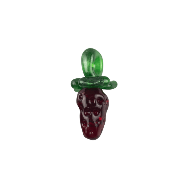 These are Strawberry Glass Pendants by Technicolor Tony available at Ritual Colorado. Featuring vibrant textured red bodies accented by green leaves and a sparkly bail.