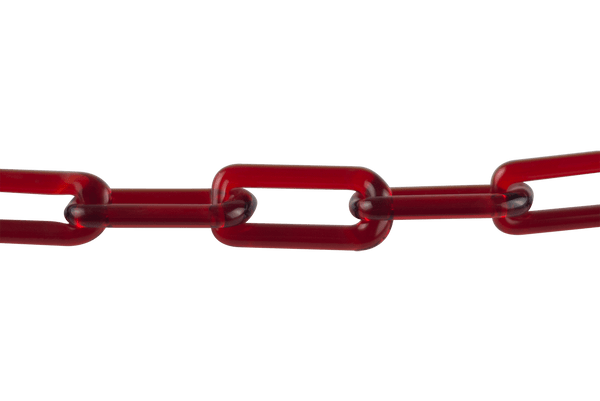 This is the Orange Elvis Glass Chain Necklace by Technicolor Tony available at Ritual Colorado. Featuring handmade glass links these beautiful chains work great as bracelets as well.