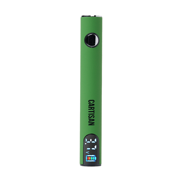 This is the Green Pro Pen Neo 650 510 Thread Battery from Cartisan available at Ritual Colorado. Featuring a colorful digital screen and discrete size this is an awesome portable cartridge battery.