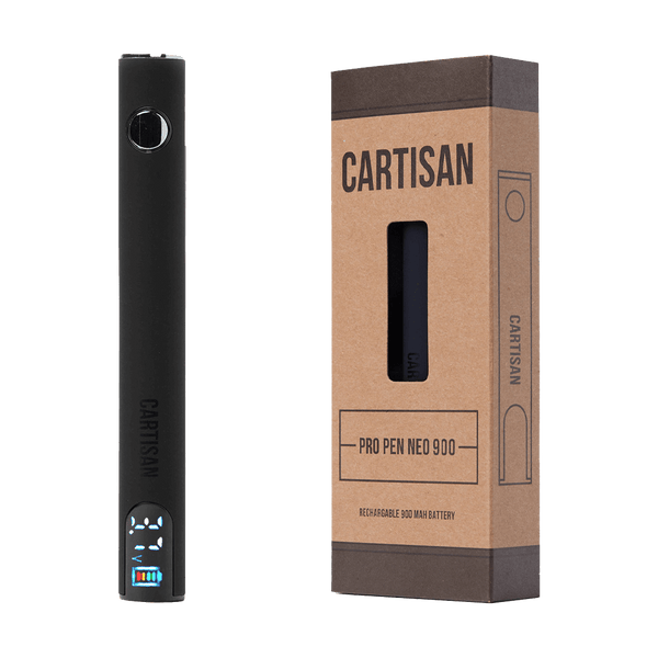 This is the Black Pro Pen Neo 900 510 Battery by Cartisan available at Ritual Colorado. Featuring a powerful 900 mAh battery and colorful LED screen this is a discrete cart battery at a great price.