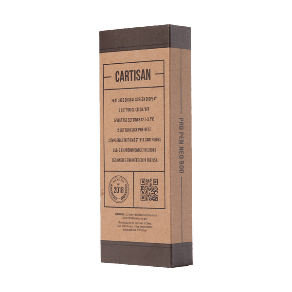 This is the Pro Pen Neo 900 510 Battery by Cartisan available at Ritual Colorado. Featuring a powerful 900 mAh battery and colorful LED screen this is a discrete cart battery at a great price.