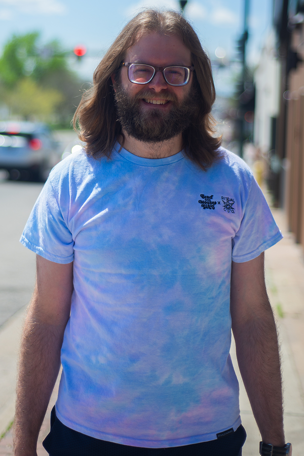 This is the first ever Bird & Mouse Glass x Ritual Co. collab T-Shirt available at Ritual Colorado. Featuring upcycled tie-dye shirts, embroidered logos and stitched tags these are high quality and limited edition merch!