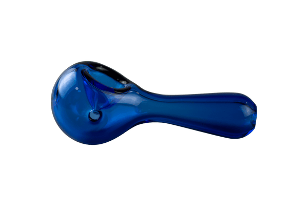 This is the Azure Pioneer Spoon Pipe from MJ Arsenal available at Ritual Colorado. It features a built-in glass bowl with a carb hole on the left side. The fun colors and ergonic design make this a perfect starter spoon pipe.
