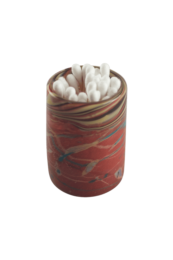 This is the Red Open Top Jar by Maze Glass available at Ritual Colorado. Perfect for cotton swabs or q-tips next to your dab station this is a beautiful heady glass jar.