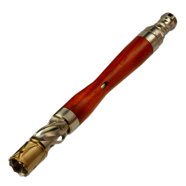 This is the WoodWynd from Dynavap available at Ritual Colorado. It features a Helix Titanium Tip and Padauk hardwood body for a refined dry herb vaporizer experience. The 10mm mouthpiece and convenient air port allow for maximum session customization. Check out the latest portable dry herb device from Dynavap at Ritual Colorado today!