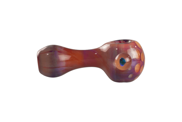 This is the Serendipity Opal Pipe by Technicolor Tony available at Ritual Colorado. A sleek handpipe featuring bright colors and an attached opal to the bowl.