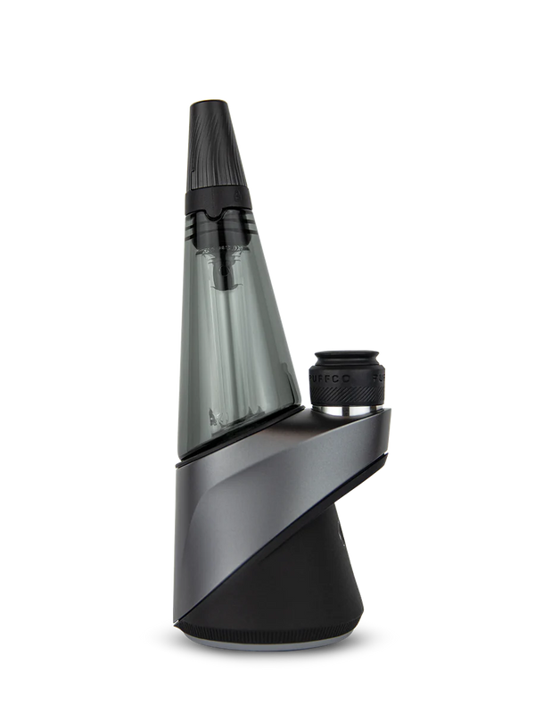 This is the Shadow Black Peak Pro Travel Glass by Puffco available at Ritual Colorado. A convenient on-the-go glass top for your eRig that features a screw on cap so your water won't leak while traveling.