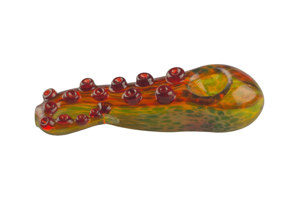 This is the Slime Tentacle Spoon Pipe from Burtoni Glass available at Ritual Colorado. A beautiful hand-blown piece of heady glass that features a fun tentacle theme and vibrant colors.