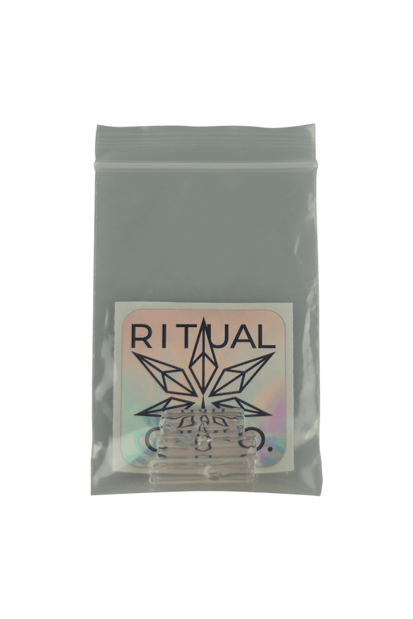 This is the Small (6mm) Dimpled Glass Joint Tip by Ritual Essentials available at Ritual Colorado. Made in America, these reusable tips let you smoke your joint all the way down without getting a nasty tasting roach.