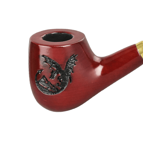 This is the Smaug Pipe by Shire Pipes available at Ritual Colorado. A fun The Lord of the Rings themed pipe with removable charcoal filter.