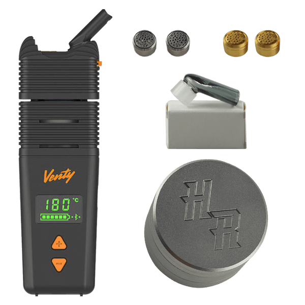 This is the Venty Baller Bundle available at Ritual Colorado. Featuring a Storz & Bickel Venty, Herb Ripper XL Grinder as well as dosing caps and a glass mouthpiece for a premium portable vape bundle.
