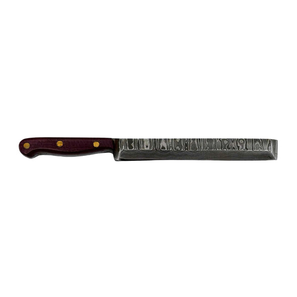 This is the Purpleheart Sushi Knife Dab Tools by Dabmascus available at Ritual Colorado. Handmade in California these gorgeous damascus steel dabbers are one of a kind and the perfect upgrade for your heady dab station.