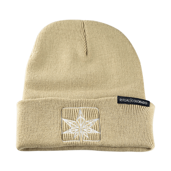These are beanies with embroidered Ritual Colorado logos available at Ritual Colorado. Featuring a sewn on tag these high quality beanies are stylish and warm.