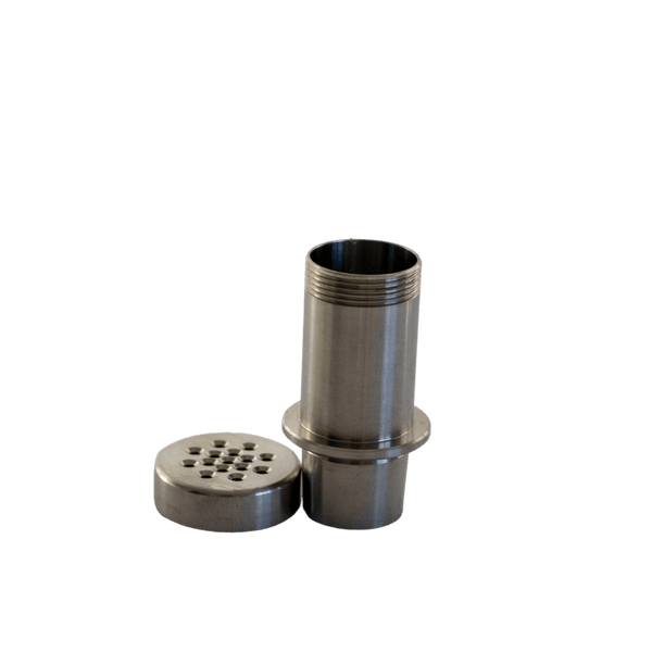 This is the Taroma Lite Plus titanium housing from QaromaShop available at Ritual Colorado. Fill it up with 3mm rubies for powerful and tasty ball vape hits.