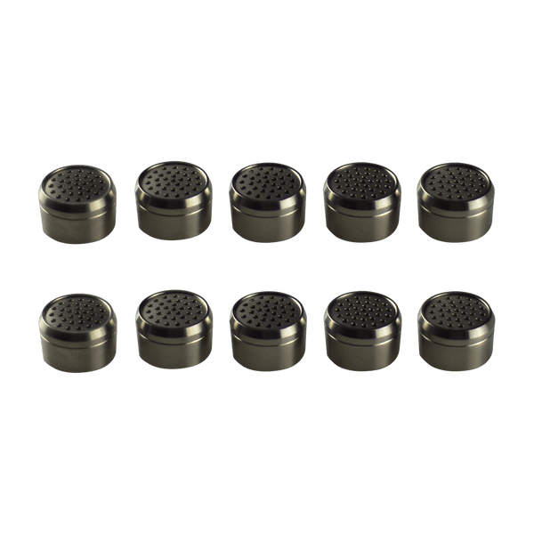 This is ten Titanium Dosing Caps by Ritual Co. available at Ritual Colorado. Compatible with the Storz & Bickel Venty, Mighty+ & Crafty+ these top quality dosing caps are lightweight and super durable.