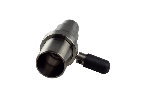 This is the titanium injector / diffuser bowl from QaromaShop available a Ritual Colorado. This sleek device is compatible with 18mm injector housings as well as 22mm diffusers for ultimate compatibility. Additionally, the stepped 14mm/19mm connection at the base ensures it will work with all of your glass.