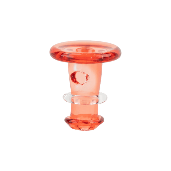 This is the Transparent Red New Peak & Proxy Glass Joystick Cap by Empire Glassworks available at Ritual Colorado. These colorful glass joystick upgrades offer complete control over airflow.