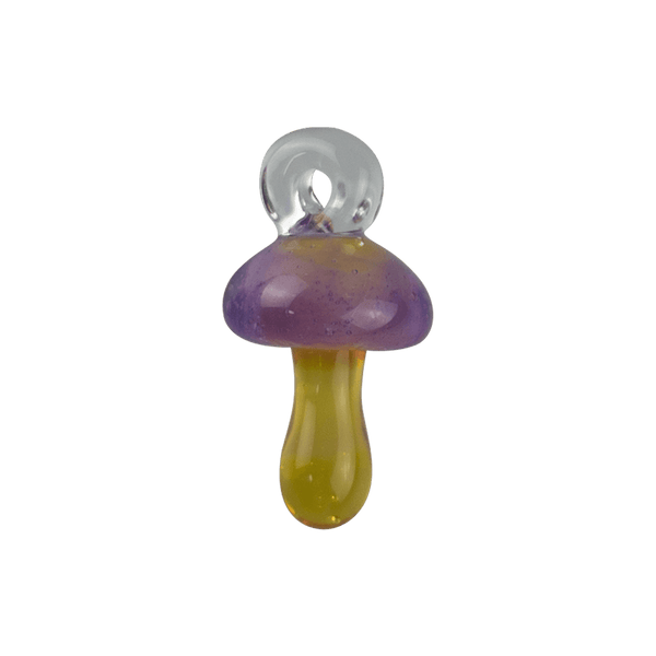 These are Mini Mushroom Pendants by Biting Glass available at Ritual Colorado. Featuring a built-in glass loop as well as vibrant colored mushrooms these are fun little jewelry and decor pieces.