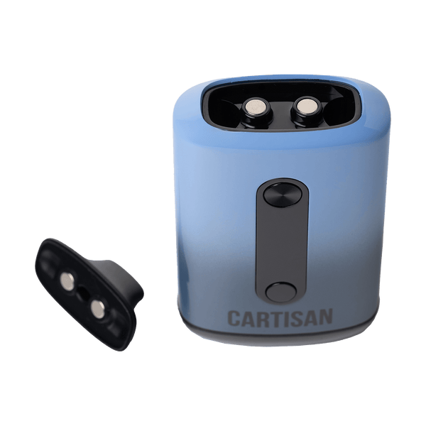 This is the Ocean Depths Veil Bar Duo dual 510 cartridge battery from Cartisan available at Ritual Colorado. Featuring an included water pipe adapter and compatibility with two carts at a time this is a serious 510 battery!