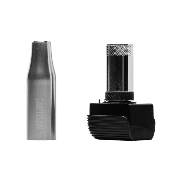 This is the Veil Bar Pro Evo 510 Battery from Cartisan available at Ritual Colorado. A top of the line battery with included atomizer and colorful display for all your cartridge sessions.