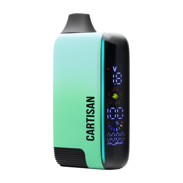 This is the Meadow Veil Bar Pro Evo 510 Battery from Cartisan available at Ritual Colorado. A top of the line battery with included atomizer and colorful display for all your cartridge sessions.