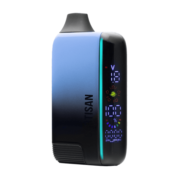 This is the Ocean Depths Veil Bar Pro Evo 510 Battery from Cartisan available at Ritual Colorado. A top of the line battery with included atomizer and colorful display for all your cartridge sessions.