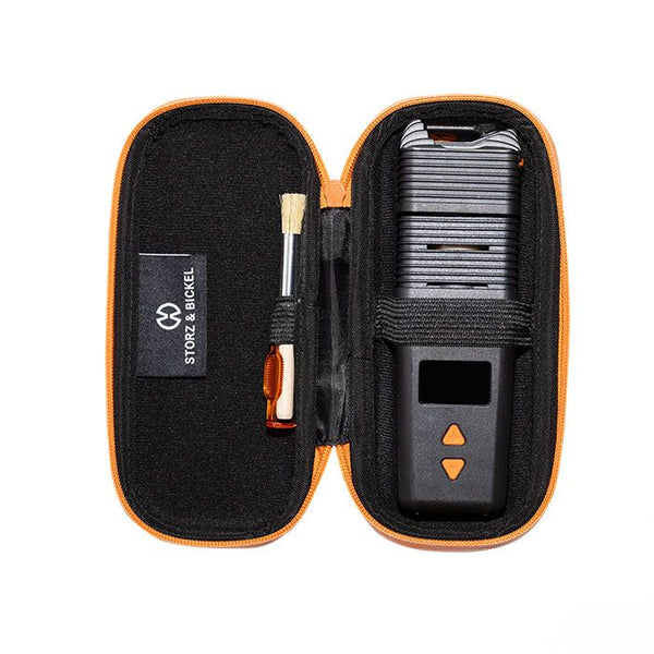 This is the Venty Case by Storz & Bickel available at Ritual Colorado. A convenient smell-proof, hard shell case built for the Venty Vaporizer and a cleaning brush.