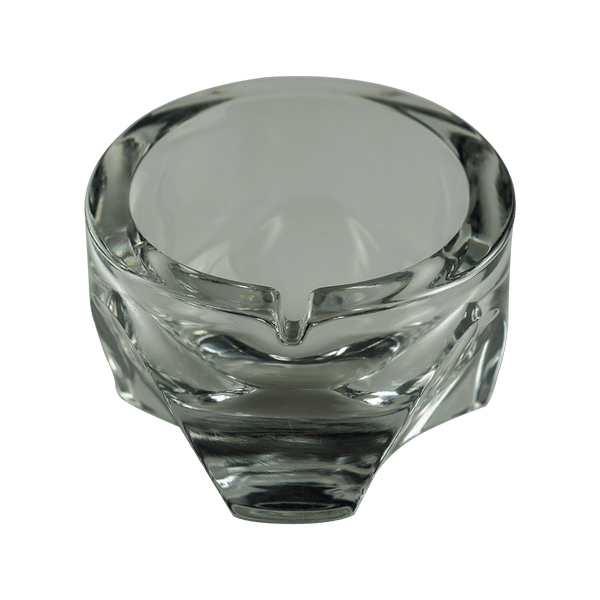 This is a Viking Curved Diamond Base Ashtray from Heady Vintage available at Ritual Colorado. The hefty clear ashtray features a notch in the front for all of your dry herb vaporization and combustion needs.