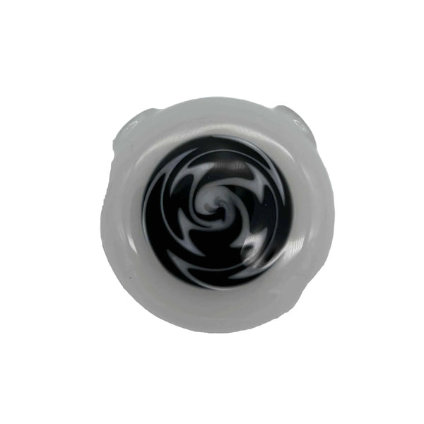 This is the White / Black & White Color Swirl Glass Disc Pendant by Biting Glass available at Ritual Colorado. Featuring vibrant swirling color patterns and two holes so you can string it onto your favorite necklace. Handmade in Denver, Colorado.