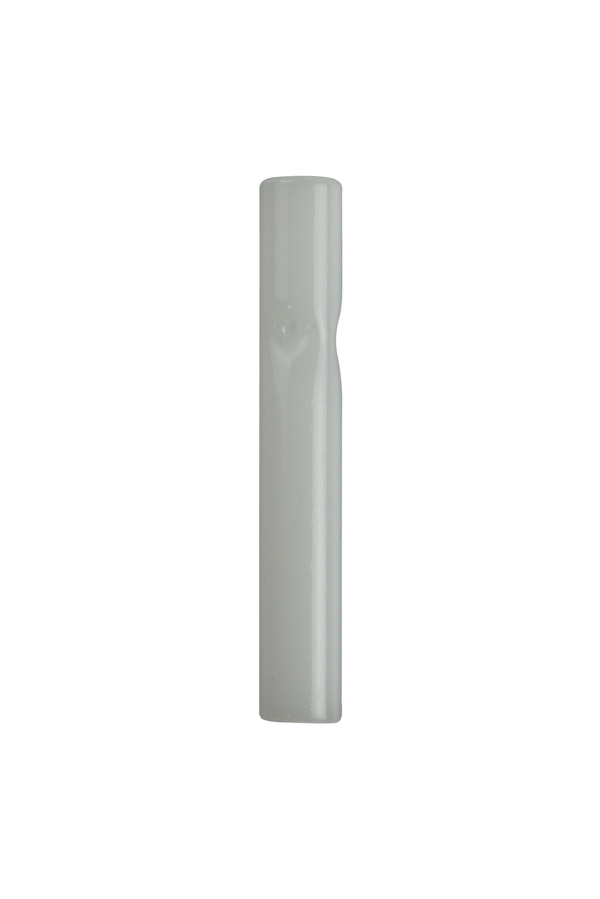 This is the White 3-Dimple Glass Chillum by Ritual Essentials available at Ritual Colorado. Available in 3" or 4" lengths and featuring a 12mm diameter this is the perfect one hitter for your adventures.