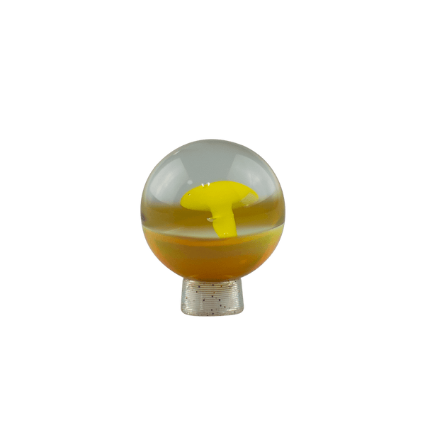 This is a set of Colorful Mushroom Marbles by Biting Glass available at Ritual Colorado. Featuring a vibrant mushroom with complementary color backing and fully handmade from borosilicate glass.