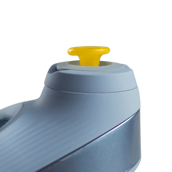 This is the Yellow New Peak & Proxy Glass Joystick Cap by Empire Glassworks available at Ritual Colorado. These colorful glass joystick upgrades offer complete control over airflow.