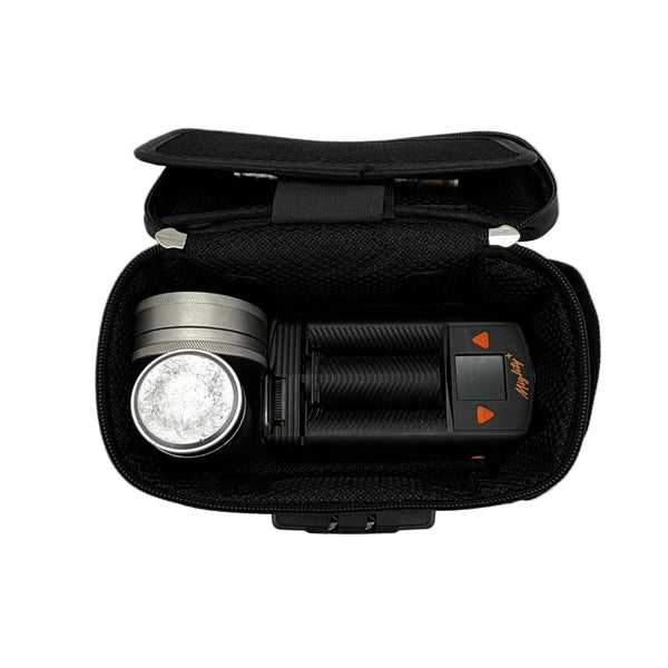 This is the Navy Locking Zipper Stash Bag by Ritual Co. available at Ritual Colorado. A sleek portable carry case that is weather resistant, has a programmable combination lock and features many customization options to fit all your gear.