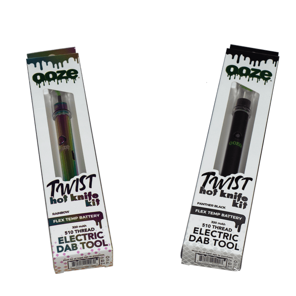 This is the Twist Hot Knife Kit by Ooze, available at Ritual Colorado. Featuring a ceramic tip, you can easily and cleanly drop your concentrate into your banger for easy and clean dabbing. Temperatures can be controlled through the twist knob on the bottom of the knife and it includes a cover so you can easily pack up and go without any mess.
