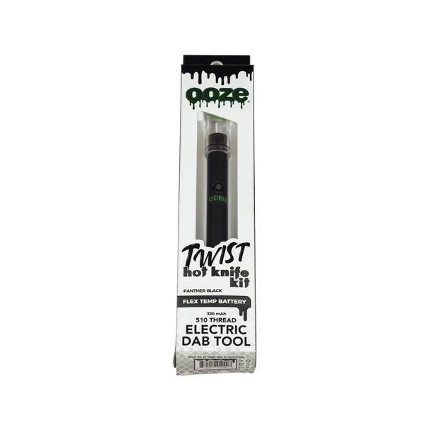 This is the Twist Hot Knife Kit by Ooze, available at Ritual Colorado. Featuring a ceramic tip, you can easily and cleanly drop your concentrate into your banger for easy and clean dabbing. Temperatures can be controlled through the twist knob on the bottom of the knife and it includes a cover so you can easily pack up and go without any mess.