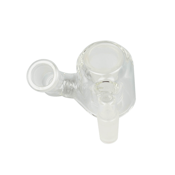 This is the mini carbed catcher from QaromaShop available at Ritual. It features a drop-down ash catcher with a 14mm carb for easy cleaning. The combination of an ash catcher and carb eliminate multiple glass acessories and gives you a convenient setup.