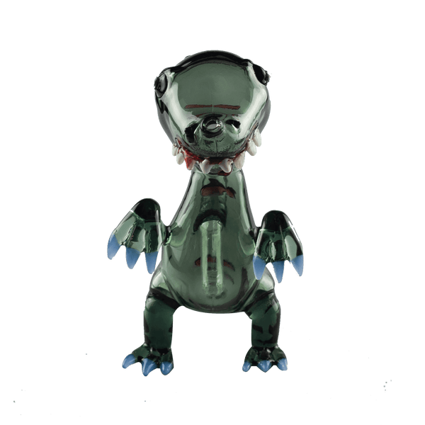 This is the Riptaur water piece from Ritual Glass available at Ritual Colorado. It features a 14mm female connection and a diffused downstem perc fo clean bubbling action. A fun bubbler to add to any glass art collection.