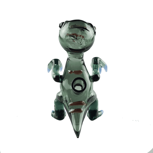 This is the Riptaur water piece from Ritual Glass available at Ritual Colorado. It features a 14mm female connection and a diffused downstem perc fo clean bubbling action. A fun bubbler to add to any glass art collection.