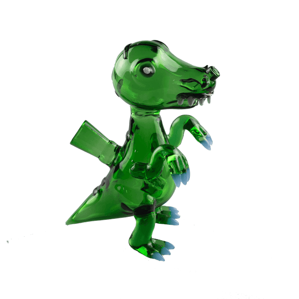 This is the Riptaur water piece from Ritual Glass available at Ritual Colorado. It features a 14mm female connection and a diffused downstem perc fo clean bubbling action. A fun bubbler to add to any glass art collection.