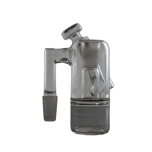 This is the carbed catcher from QaromaShop available at Ritual. It features a drop-down ash catcher with a 14mm carb for easy cleaning. The combination of an ash catcher and carb eliminate multiple glass acessories and gives you a convenient setup.