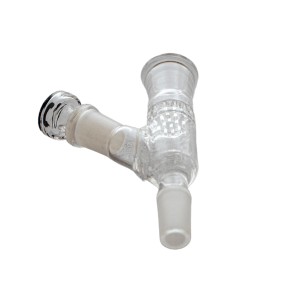 This is the pass-through glass bowl from Qaromashop available at Ritual. A convenient dual-purpose accessory including a 14mm pass-through adapter and injector adapter bowl. Available with or without a glass screen and in 14mm and 19mm connections this is a great ball vaporizer accessory.
