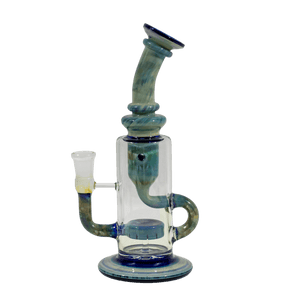 This is the Blue Hole Klein Recycler from Ritual Glass. It features American color rod throughout and is a perfect daily driver glass.