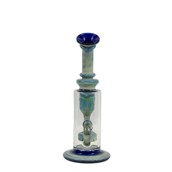 This is the Blue Hole Klein Recycler from Ritual Glass. It features American color rod throughout and is a perfect daily driver glass.