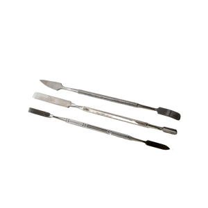 This is the Premium Dab Tool set from Ritual Glass available at Ritual. It features three stainless steel dab tools that are oversized at 7" in length. Each features two unique shaped ends for ease of use with all consistencies of concentrates. Take your dab station to the next level with these premium tools.